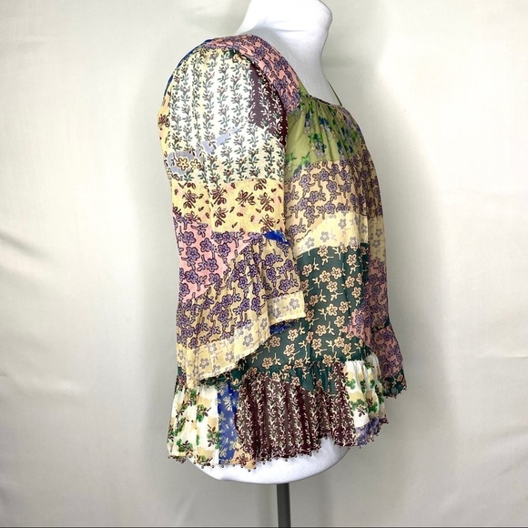 NWT Anthropologie FLOREAT Floral Top Patchwork Beaded Fairycore Cottagecore XS - Picture 8 of 13